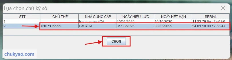 Lựa chọn chứng thư số mới cần cập nhật
