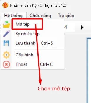 Mở tệp cần ký trong CT SigningHub