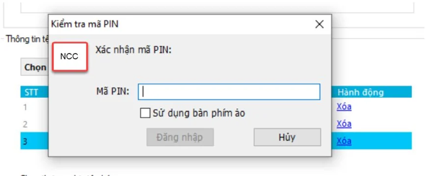 Nhập mã PIN USB Token khi ký nhiều tệp