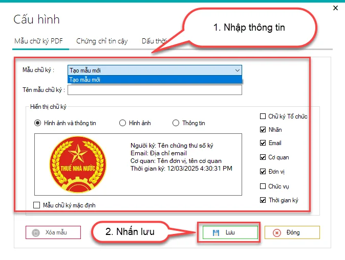 Tạo mẫu chữ ký trong CT SigningHub