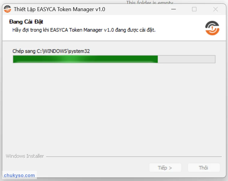 Đang cài đặt EASYCA Token Manager v1.0