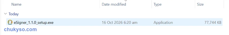 File eSigner_1.1.0_setup.exe sau khi giải nén