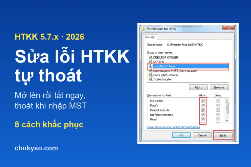 Sửa lỗi HTKK tự thoát