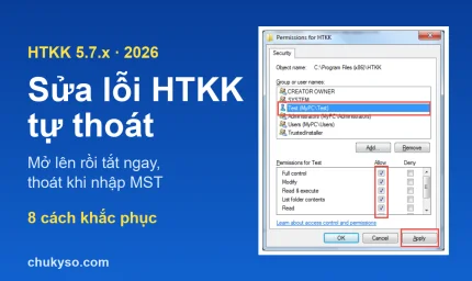 Sửa lỗi HTKK tự thoát