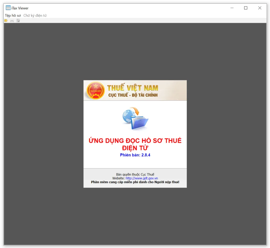 Giao diện iTaxViewer phiên bản 2.8.4 sau khi cài đặt