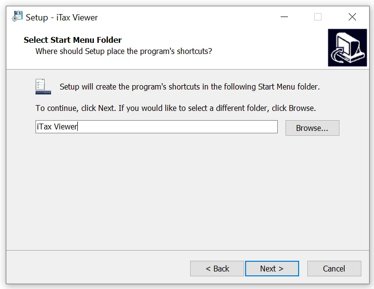 Chọn thư mục Start Menu cho iTaxViewer