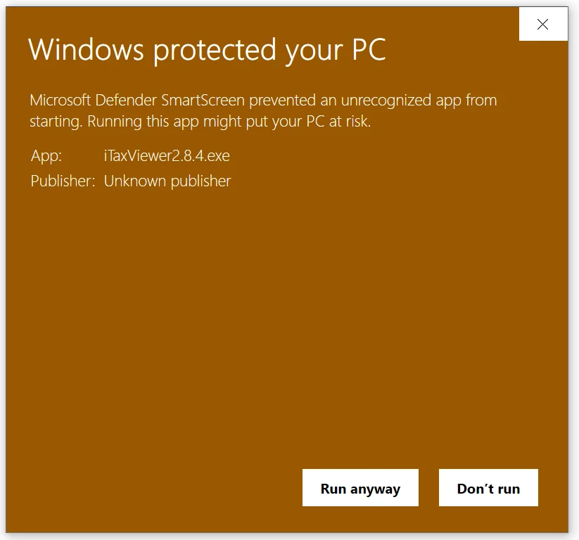 Windows protected your PC khi cài iTaxViewer, bấm Run anyway