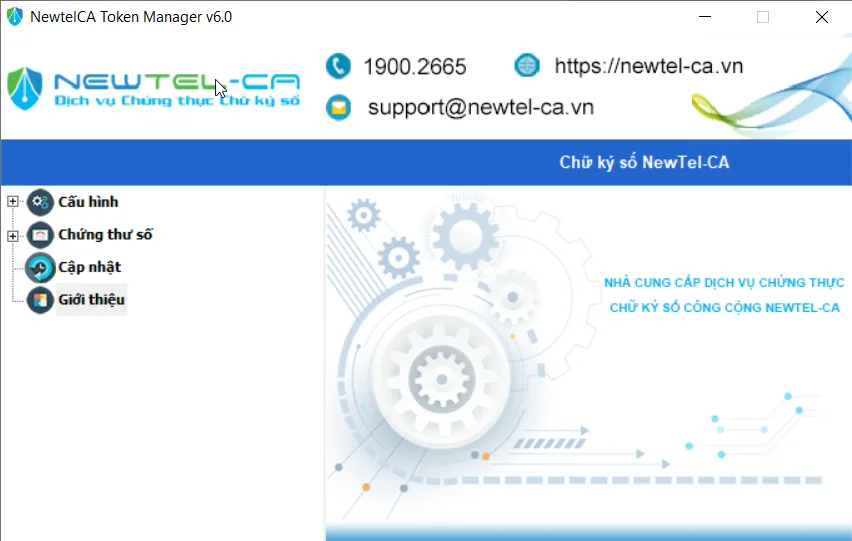 Giao diện NewtelCA Token Manager sau khi cài đặt