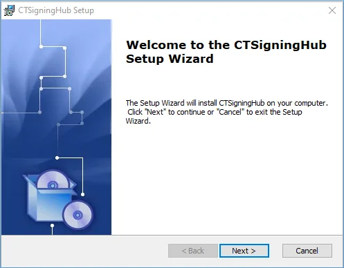Màn hình chào mừng trình cài đặt CTSigningHub