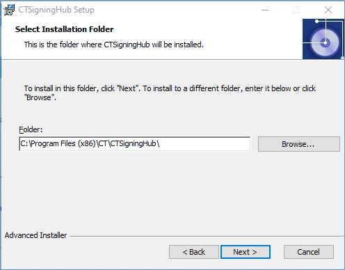 Chọn thư mục cài đặt CTSigningHub