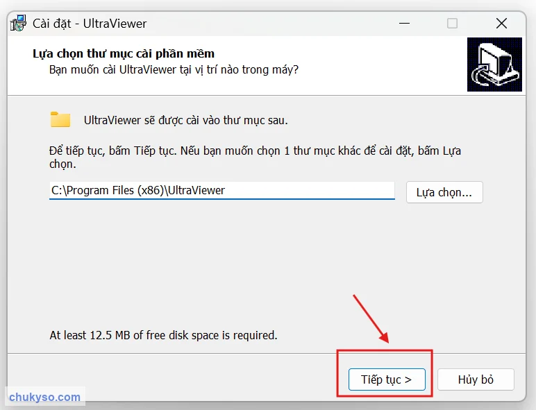 Chọn thư mục cài đặt UltraViewer