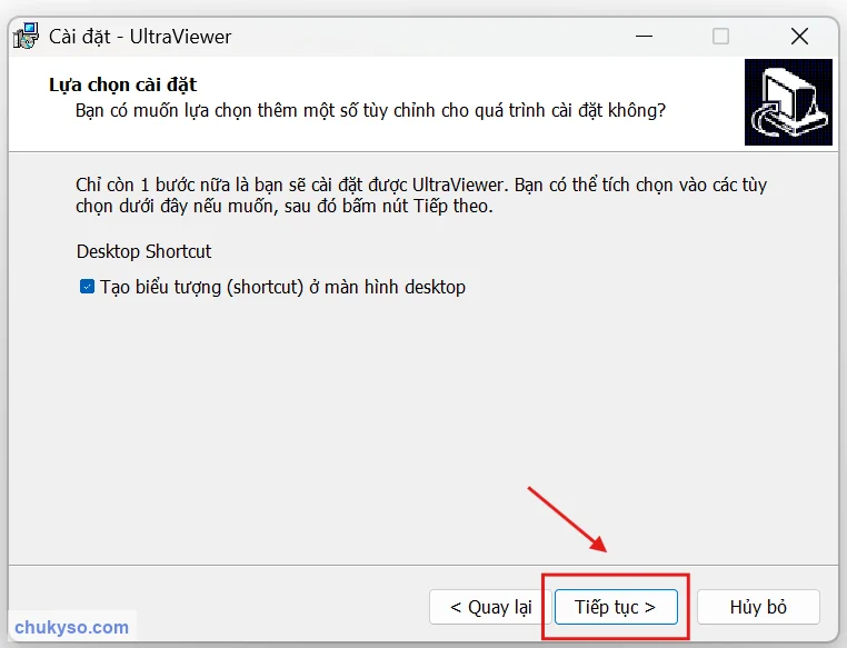Tạo biểu tượng UltraViewer ngoài màn hình desktop
