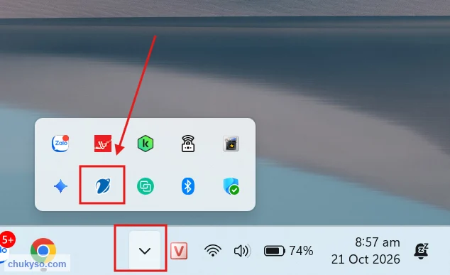 Biểu tượng VNPT-CA Plugin ở khay hệ thống Windows