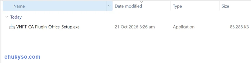 File cài đặt VNPT-CA Plugin_Office_Setup.exe sau khi tải về