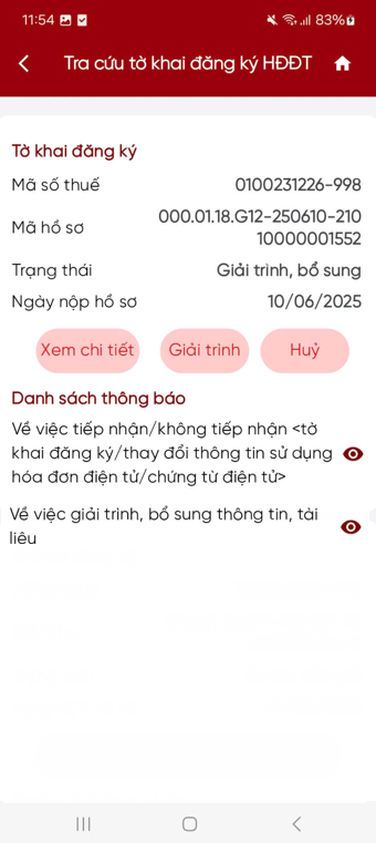 Tra cứu tờ khai giải trình, bổ sung thông tin