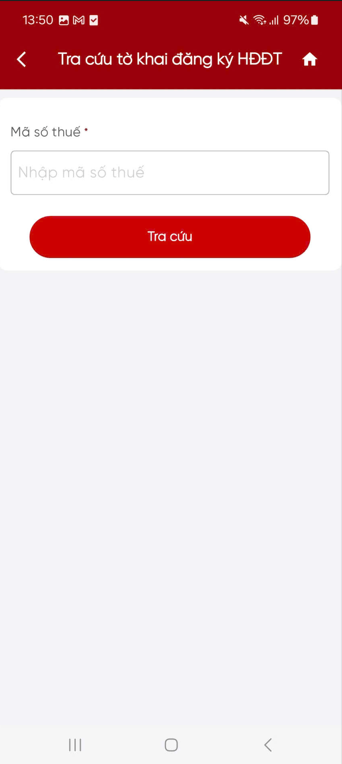Nhập mã số thuế cần tra cứu tờ khai