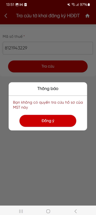 Kết quả tra cứu tờ khai theo mã số thuế