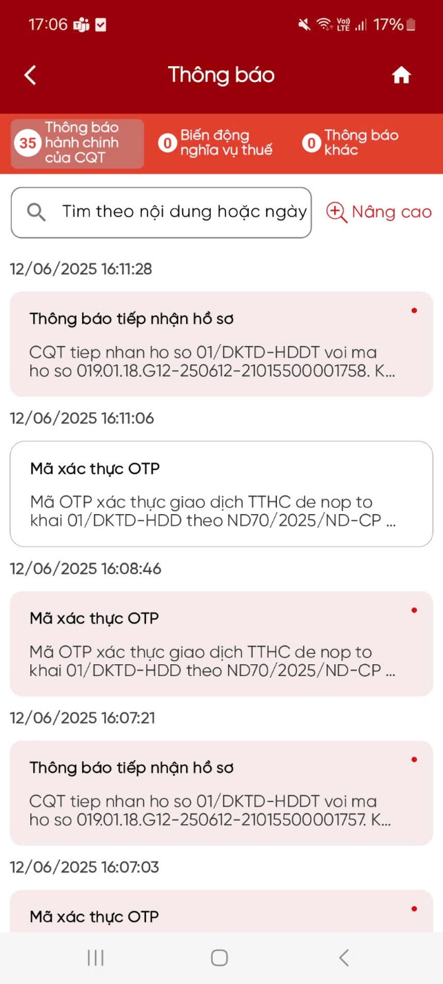 Chi tiết nội dung thông báo hóa đơn điện tử